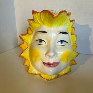Vintage BASSANO Sun God Smiling face ceramic water pitcher, made in Italy
